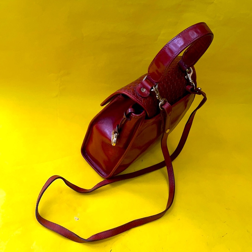 Vintage 80’s reddish brown Brahmin all leather crossbody bag - Picture 9 of 16
